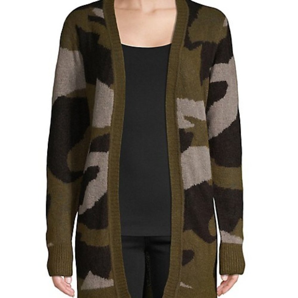 Camo-Print Open-Front Cardigan